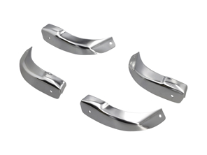 Side sill panel end caps, Chrome. Porsche 911 1968-73 - 90155911150, 911287-04, 90155911250, 911287-03, 90155911350, 911287-03, 90155911450, 911287-04