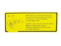 Sticker Cooling System Refill. Porsche 924 / 924S / 944 - 94400612100 - PAK4E2