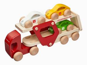 Wooden Race Truck - Includes Trailer With Three Vehicles - WAP0407000PHZA, WAP0406240SHAT, WAP0406230SHAS, WAP0406220RHZA, WAP0406210RCAY, WAP0400150NLRT, WAP0406100PTHA, WAP0406200PTHA, WAP0400020L0EF