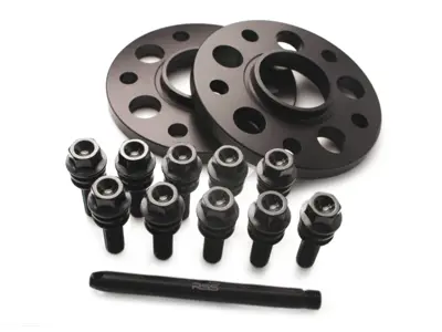 Separadores de rueda de 15 mm en color negro con tornillos negros. Porsche 996, 997, 986, Cayman