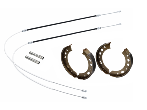 Handbrake cable, guide tube and shoe set. Porsche 996 - 99642414110, 99735299304