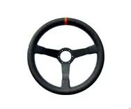 Stuur Eau Rouge volnerf leer met oranje indicator 350 mm. Porsche 911 / 964 / 993 / 924 / 944 / 968 / 928 - 74102, 74103