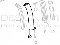 Dichtung für Cabrioverdeck (B-Säule), LINKE Seite. Porsche 944 - 94156151711, 94156151811, 94156151810, 94156151710