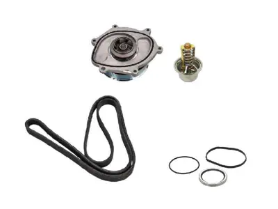 Waterpomp-, riem- en thermostaatset. Porsche 987.2 Boxster 987.2 / Cayman / 997.2 C2 / 997.2 C4 (niet-turbo) - 0PB121035A, 9A110622503, 9A110221601, 9A110604802, 9A110604801, 9A110604800, 9A110630500, 99970762540, PAF008955A, 9A110655800, 0PB121688A