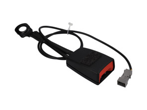 Front seat belt buckle latch with press button. Porsche 991 / Boxster / Cayman RHD - 99180318402, 99180318305