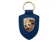 Llavero de cuero con escudo Porsche, AZUL - WAP0500950E