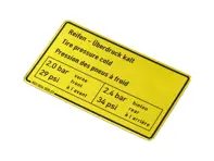 Autocollant pression des pneus. Porsche 911 73-83 / 911 Turbo 75-77 - 90100650501