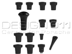 Set manopole cruscotto, NERO. Porsche 356B/356C - PCG35655200700, 64455281100700, 64455285300700, 64455283100700, 64455282101700, 64455285100
